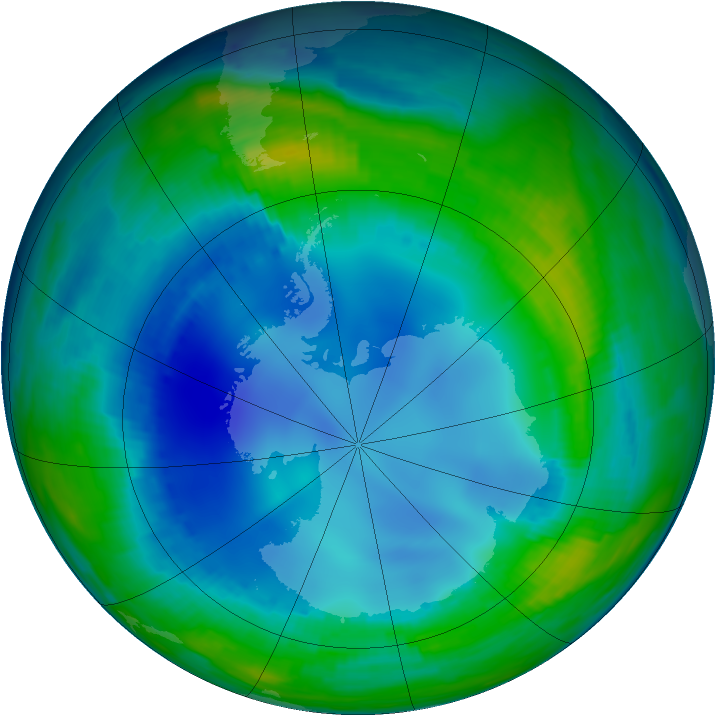 Antarctic ozone map for 30 July 1997